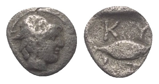 Mysien. Kyzikos.

 Tetartemorion (Silber). Ca. 525 - 475 v. Chr.
Vs: Kopf des...