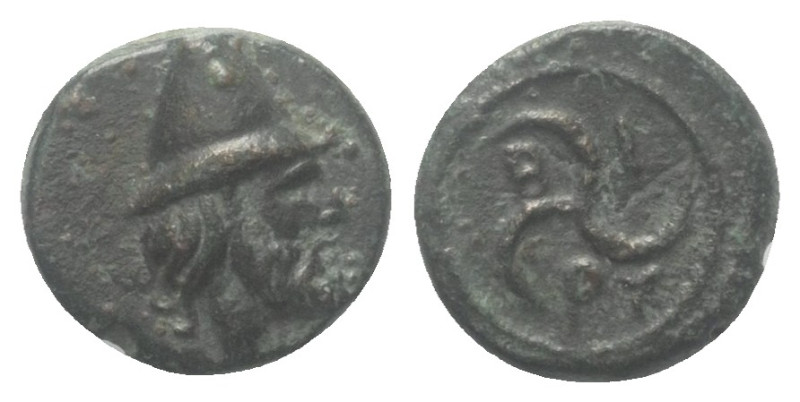 Troas. Birytis.

 Bronze. Ca. 350 - 300 v. Chr.
Vs: Kopf eines bärtigen Kabir...