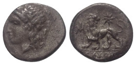 Ionien. Milet.

 Hemidrachme (Silber). Ca. 350 - 330 v. Chr.
Vs: Kopf des Apollon mit Lorbeerkranz links.
Rs: Löwe mit zurückgewandtem Kopf nach l...