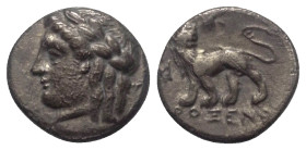 Ionien. Milet.

 Hemidrachme (Silber). Ca. 340 - 325 v. Chr.
Vs: Kopf des Apollon mit Lorbeerkranz links.
Rs: Löwe mit zurückgewandtem Kopf nach l...