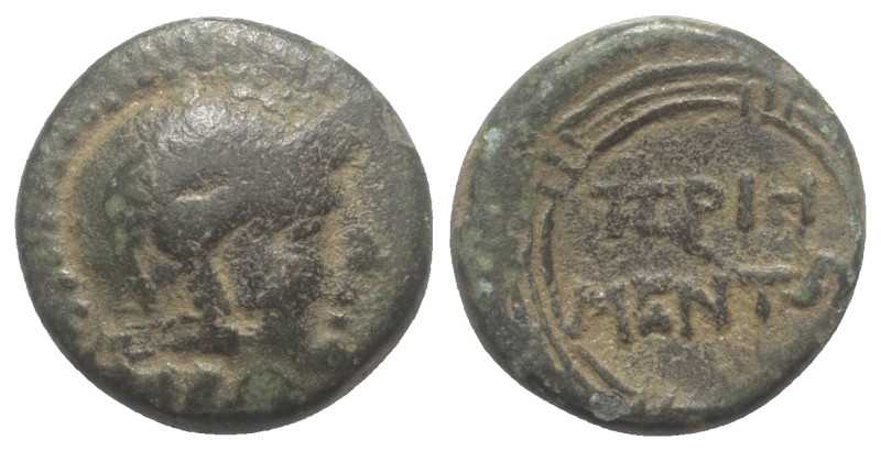 Ionien. Priene.

 Bronze. Ca. 240 - 170 v. Chr.
Vs: Kopf der Athena mit attis...