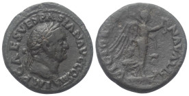 Vespasianus (69 - 79 n. Chr.).

 As. 70 n. Chr. Rom.
Vs: IMP CAES VESPASIAN AVG COS II. Kopf mit Lorbeerkranz rechts.
Rs: VICTORIA NAVALIS / S - C...
