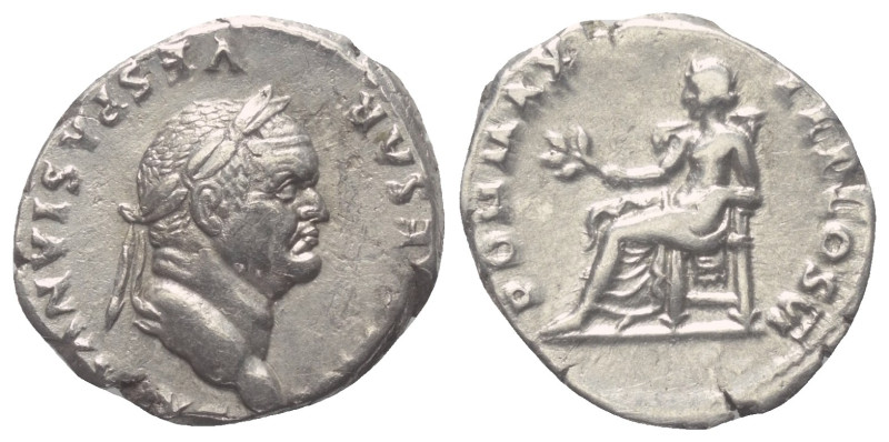 Vespasianus (69 - 79 n. Chr.).

 Denar (Silber). 75 n. Chr. Rom.
Vs: IMP CAES...