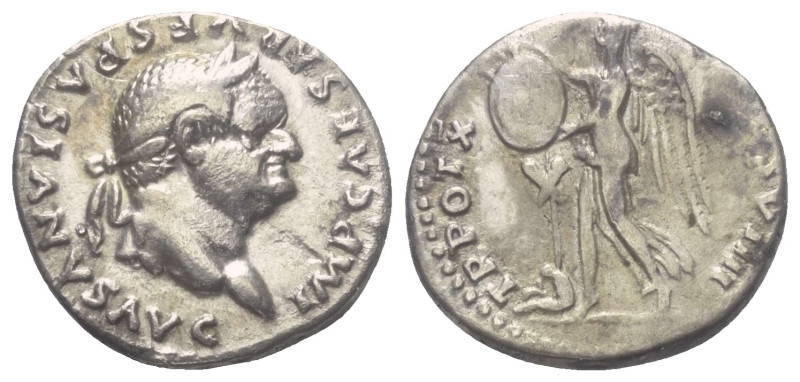 Vespasianus (69 - 79 n. Chr.).

 Denar (Silber). 79 n. Chr. Rom.
Vs: IMP CAES...