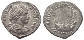 Caracalla (197 - 217 n. Chr.).

 Denar (Silber). 201 - 206 n. Chr. Rom.
Vs: ANTONINVS PIVS AVG. Büste mit Lorbeerkranz und Paludament rechts.
Rs: ...