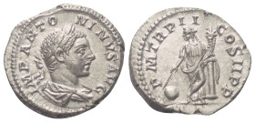 Elagabalus (218 - 222 n. Chr.).

 Denar (Silber). 219 n. Chr. Rom.
Vs: IMP ANTONINVS AVG. Büste mit Lorbeerkranz, Paludament und Panzer rechts.
Rs...