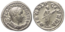 Gordianus III. (238 - 244 n. Chr.).

 Denar (Silber). 241 n. Chr. Rom.
Vs: IMP GORDIANVS PIVS FEL AVG. Büste mit Lorbeerkranz, Paludament und Panze...