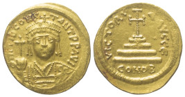 Tiberius II. Constantinus (578 - 582 n. Chr.).

 Solidus (Gold). Constantinopolis.
Vs: Dm TIb CONS - TANT P P AVG. Büste mit Kreuzkrone, Panzer, Pa...