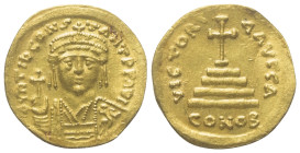 Tiberius II. Constantinus (578 - 582 n. Chr.).

 Solidus (Gold). Constantinopolis.
Vs: Dm TIb CONS - TANT P P AVG. Büste mit Kreuzkrone, Panzer, Pa...