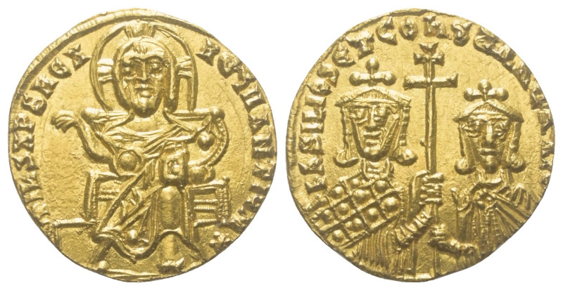 Basilius I. (868 - 879 n. Chr.) und Constantinus.

 Solidus (Gold). 867 - 870 ...