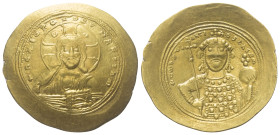 Constantinus IX. Monomachos (1042 - 1055 n. Chr.).

 Histamenon nomisma (Gold). Constantinopolis.
Vs: + IhS XIS REX REGNANTIhM. Büste des segnenden...