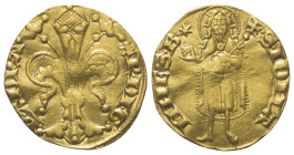 Frankreich - Herrschaften. Orange. Raymond V. (1340 - 1393).

 Florin (Gold). o. J.
Vs: Stilisierte Lilie.
Rs: Hl. Johannes mit Kreuzstab in der L...