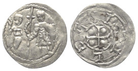 Polen - Herzogtum der ersten Piasten (980 - 1193). Boleslaw III Krzywousty (1107 - 1138).

 Denar.
Vs: Links Heiliger Adalbert auf Thron, rechts st...