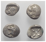 Griechische Münzen - Lots.


Unter anderem: Kyzikos (Mysien) / Milet (Ionien).

Lot (4 Stück, Silber): Diobol; ca. 6. - 4. Jhdt. v. Chr.

Fast ...