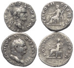 Römische Münzen - Lots. Kaiserzeit.


Lot (2 Stück, Silber): Vespasianus Denare (69 - 79 n. Chr.).

Fast sehr schön - sehr schön.

Verkauft wie...