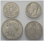 Europa - Lots.


Gemischt.
Polen, Russland, Ungarn.

Lot (4 Stück, Silber): 

10 Zloty 1932
50 Kopeken 1896 und 1899
Forint 1879

Sehr sch...