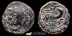 Carteia, Hispania Bronze Semis 4,84 g., 23 mm. Cadiz (S.Roque) ca. 100 BC VF