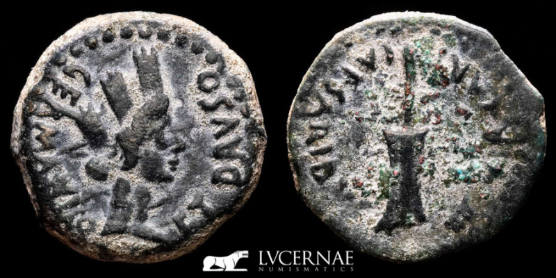 Tiberius, roman Hispania bronze Semis 4,20 g. 19 mm. Carteia (San Roque) 14-37 A...