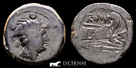 P. MANLIUS VULSO Bronze Sextans 4.51 g., 20 mm. Sardinia 210 B.C. Good very fine (MBC+)