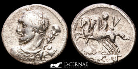 T. Quinctius Silver Denarius 3,89 g 19 mm Rome 111-112 BC GVF