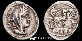 C Fabius C.f. Hadrianus Silver denarius 3.85 g. 21 mm. Roma 102 BC. nEF