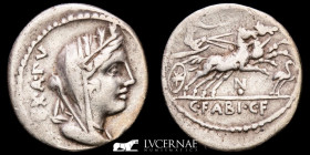 C. Fabius C.f. Hadrianus Silver denarius 3,80 g. 20 mm. Roma 102 B.C. gVF