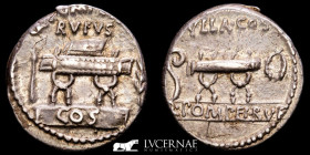 Q Pompeius Rufus Silver Denarius 4.01 g. 17 mm. Rome 54 B.C. nEF