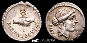Albinus Bruti F. Silver Denarius 4.09 g. 19 mm. Rome 48 B.C. AU (About Uncirculated)