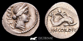 Mn. Cordius Rufus Silver Denarius 3,76 g. 19 mm. Rome 46 B.C. nEF