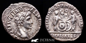 Augustus Silver Denarius 3,49 g. 19 mm. Lugdunum 2 BC.- 4 AD. gVF