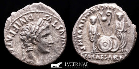 Augustus Silver Denarius 3,66 g. 18 mm. Lugdunum 2 BC.- 4 AD. gVF