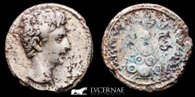 Augustus & P. Carisius Fourre Denarius 2,68 g. 19 mm. Emerita 23 BC gVF