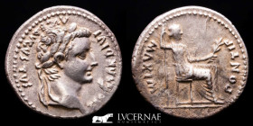 Tiberius Silver Denarius 3.74 g., 19 mm. Lugdunum 14-37 A.D. nEF
