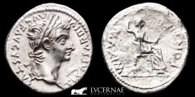 Tiberius Silver Denarius 3.55 g., 19 mm. Lugdunum 14-37 A.D. EF