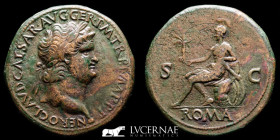 Nero (54-68 A.D.) Bronze Sestertius 24.80 g., 35 mm. Lugdunum 65 A.D. Good very fine