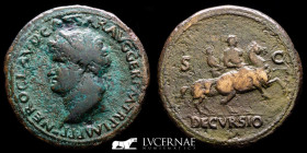 Nero (54-68 A.D.) Bronze Sestertius 26.55 g., 34 mm. Lugdunum 65 A.D. Good very fine