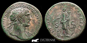 Trajan Bronze Sestertius 23.61 g., 32 mm. Rome 108-110 A.D. Good very fine