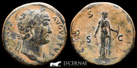 Hadrian (117-138 AD.) Æ Bronze Sestertius 27.77 g., 33 mm. Rome 124/5 AD. Good very fine
