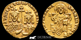 Basil I & Constantine VII Gold Solidus 4.39 g. 19 mm. Constantinople 869-879 AD gVF