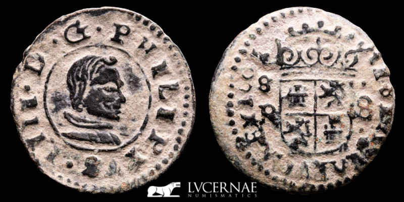 Felipe IV (1621-1665) Bronze 8 Maravedis 2,29 g, 20 mm Sevilla 1661 S/R GVF+
Sp...