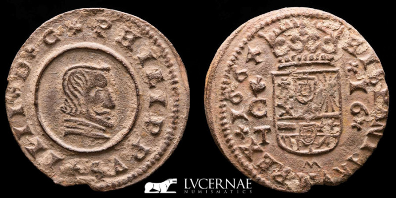 Felipe IV Bronze 16 Maravedis 4.01 g., 26 mm. Cordoba 1664 gVF
Spain - Felipe I...