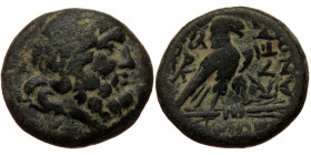 Bronze Æ
Phrygia, Amorion, 2nd-1st century BC, Pole- and Klear-, magistrates, Laureate head of Zeus right / (AΓ-AY) ( ΠOΛE) / KΛEAP / AMOPIANΩN, Eagl...