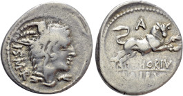 Denarius AR
L. Thorius Balbus, I S M R, Head of Juno Sospita right, wearing goat skin / L THORIVS / BALBVS, Bull charging right; A above
21 mm, 3,87...