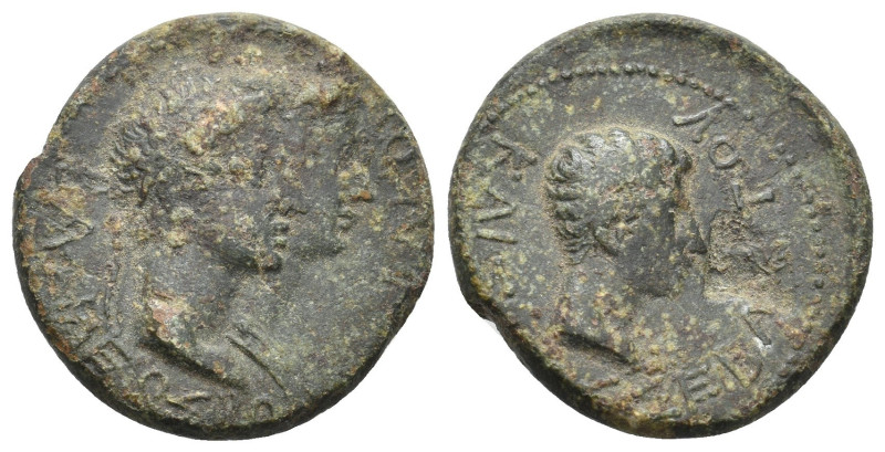 Bronze Æ
Kings of Thrace, Rhoemetalkes I and Pythodoris, with Augustus, c. 11 B...