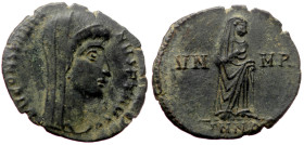 Nummus Æ
Divus Constantine I (Died 337), Nicomedia, under Constantius II and Constans, 347-348, DV CONSTANTI NVS PT AVGG, veiled, draped, and cuirass...
