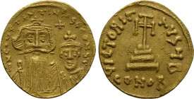 Solidus AV
Constans II with Constantine IV (641-668), Constantinople, δ N CONSTATINЧS C COИST, Crowned and draped facing busts of Constans and Consta...