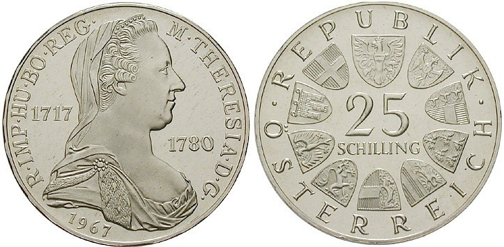 25 Schilling AR
Austria, Silver 800/1000
30 mm, 13 g