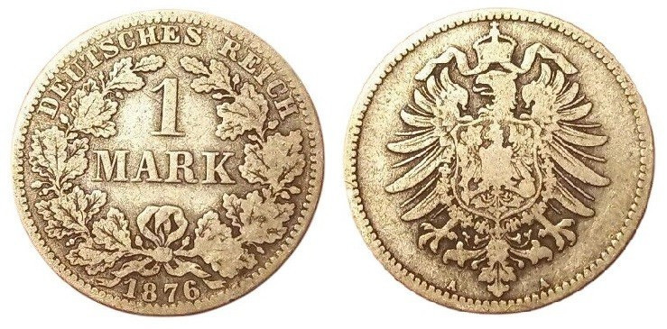 1 Mark AR
Germany, A, 1876, Silver 900/1000
5,55 g
KM #7; J. 9