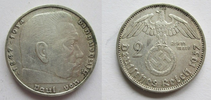 2 Mark AR
Germany, Third Reich, Hindenburg, 1937 A