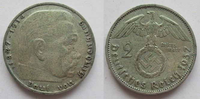 2 Mark AR
Germany, Third Reich, Hindenburg, 1937 F